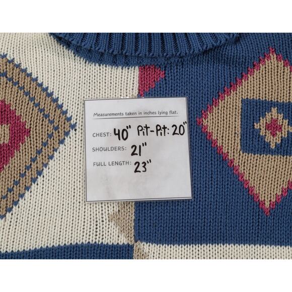 VTG Country Suburbans Women's Med Southwestern Design Knit Sweater High Neck - Picture 3 of 7